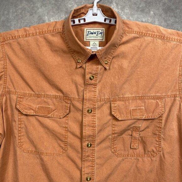 Bimini Bay Outfitters Button Down Shirt Mens XL Orange/Red Hiking Outdoors - Picture 2 of 13